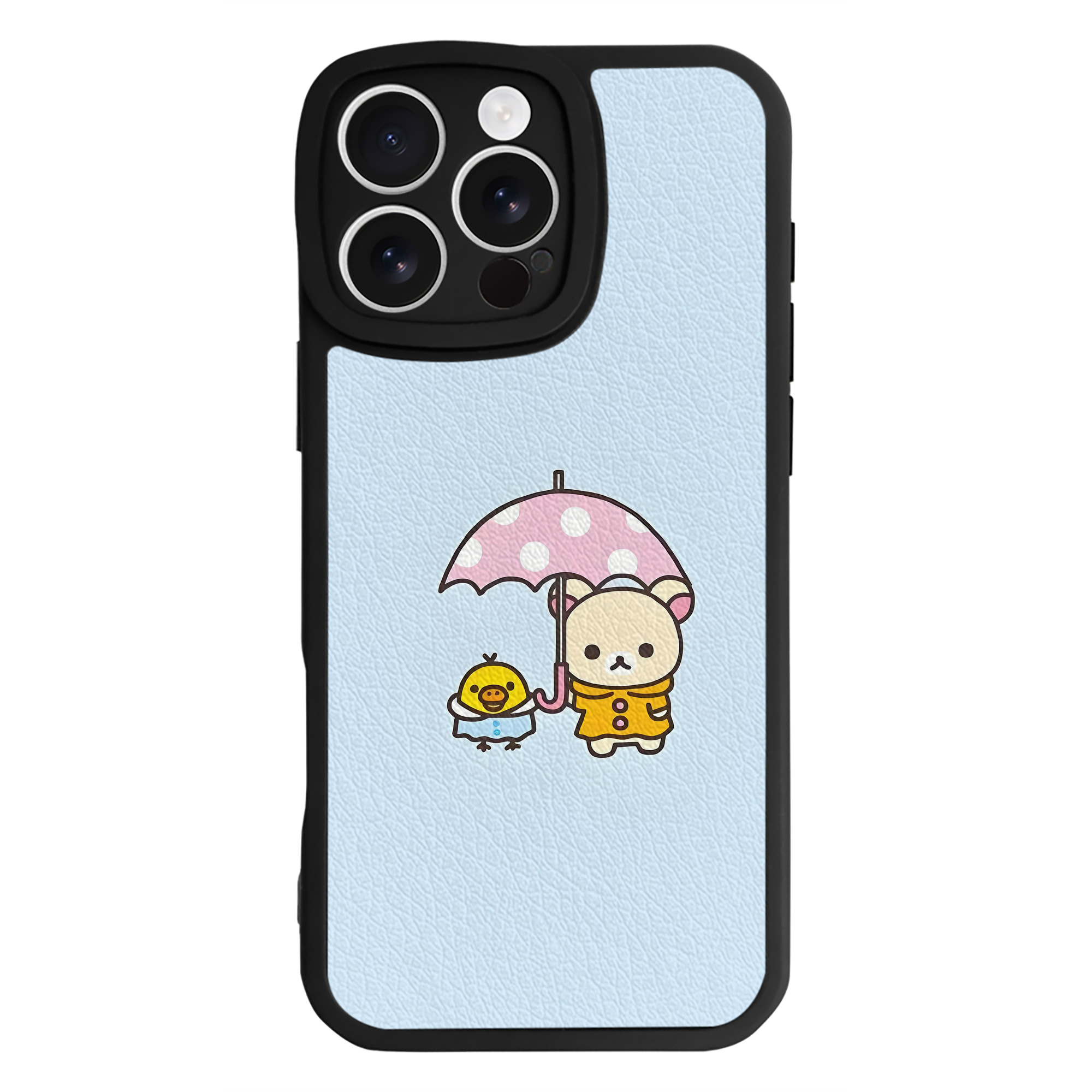 （画像用） リラックマ リラックマ キイロイトリ Rilakkuma Korilakkuma Kiiroitori 【iPhone 16シリーズ対応】シリコンスマホケース（レザー調） 材質：シリコン